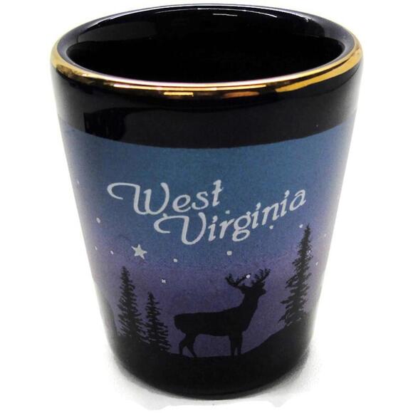 West Virginia Deer Night Scene Shot Glass Man Cave Bar Novelty - Picture 11 of 11